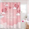 Romantic Valentine's Day Shower Curtain with Love Balloon and Heart Design for Bathroom Decor