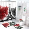 Romantic Vintage Paris Eiffel Tower Shower Curtain with Black and Red Art Tree Print