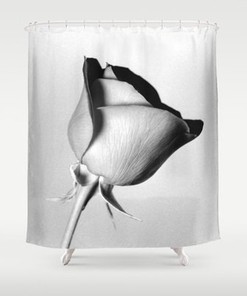 Romantic Vintage Rose Black and White Shower Curtain