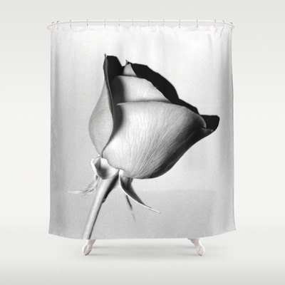 Romantic Vintage Rose Black and White Shower Curtain