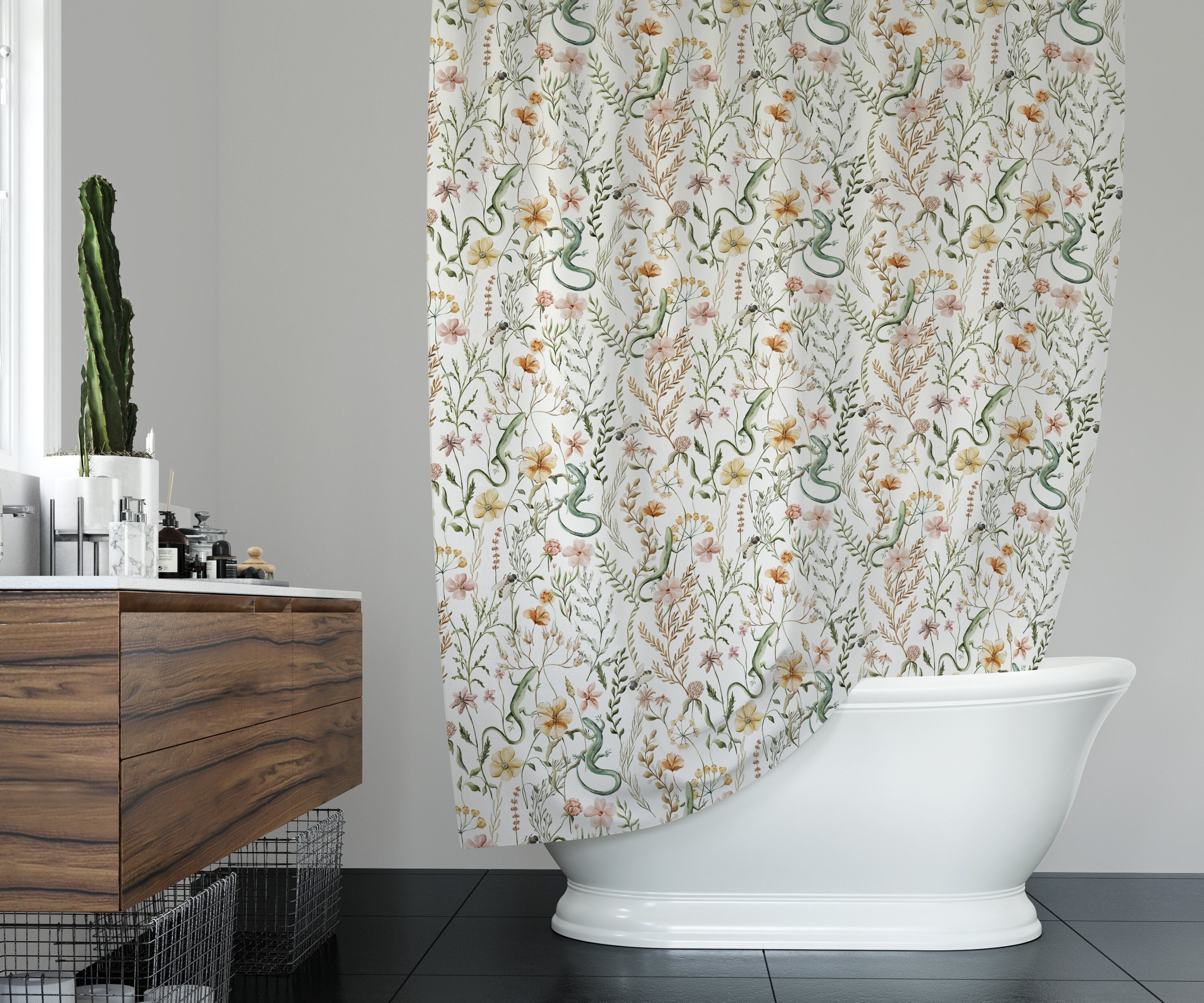 Romantic Wildflowers Botanic Shower Curtain - Gorgeous Garden Design