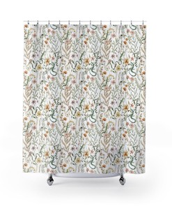 Romantic Wildflowers Botanic Shower Curtain - Gorgeous Garden Design