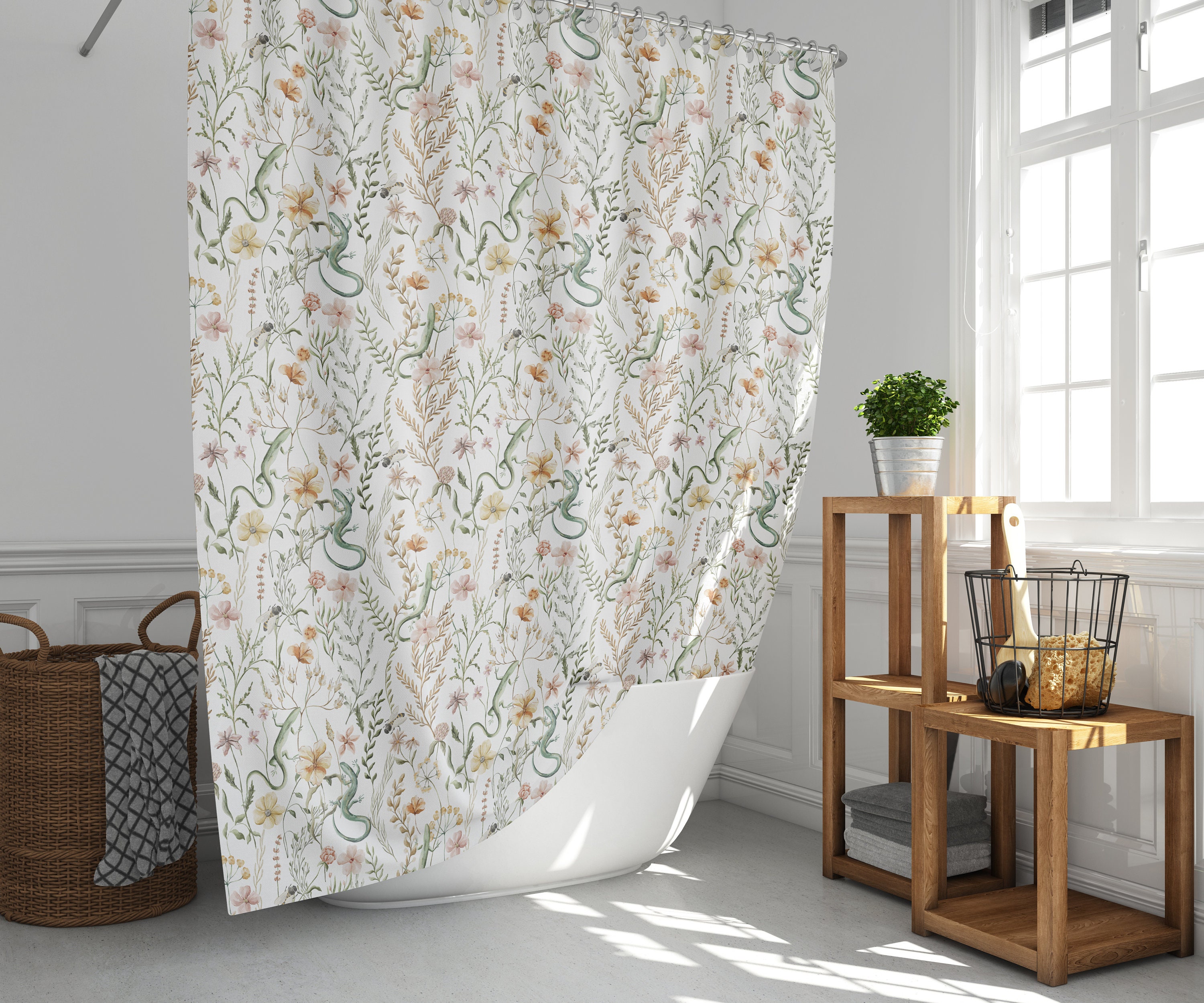 Romantic Wildflowers Botanic Shower Curtain - Gorgeous Garden Design