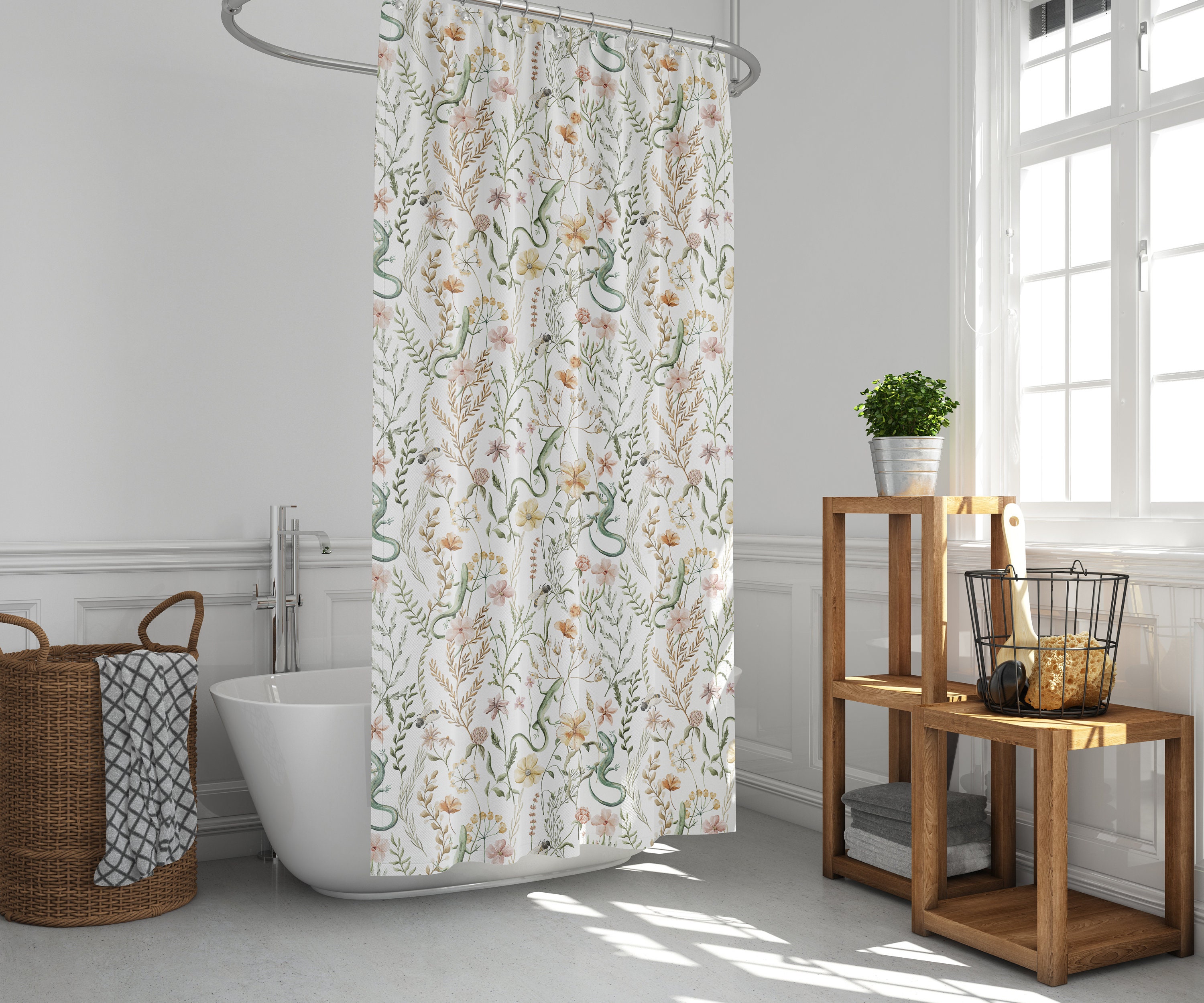 Romantic Wildflowers Botanic Shower Curtain - Gorgeous Garden Design