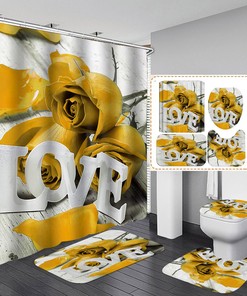 Romantic Yellow Rose Love Water Resistant Shower Curtain