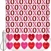 Romantic and Lovely Pink Heart-Shaped Shower Curtain with Rainbow Print for Your Bathroom