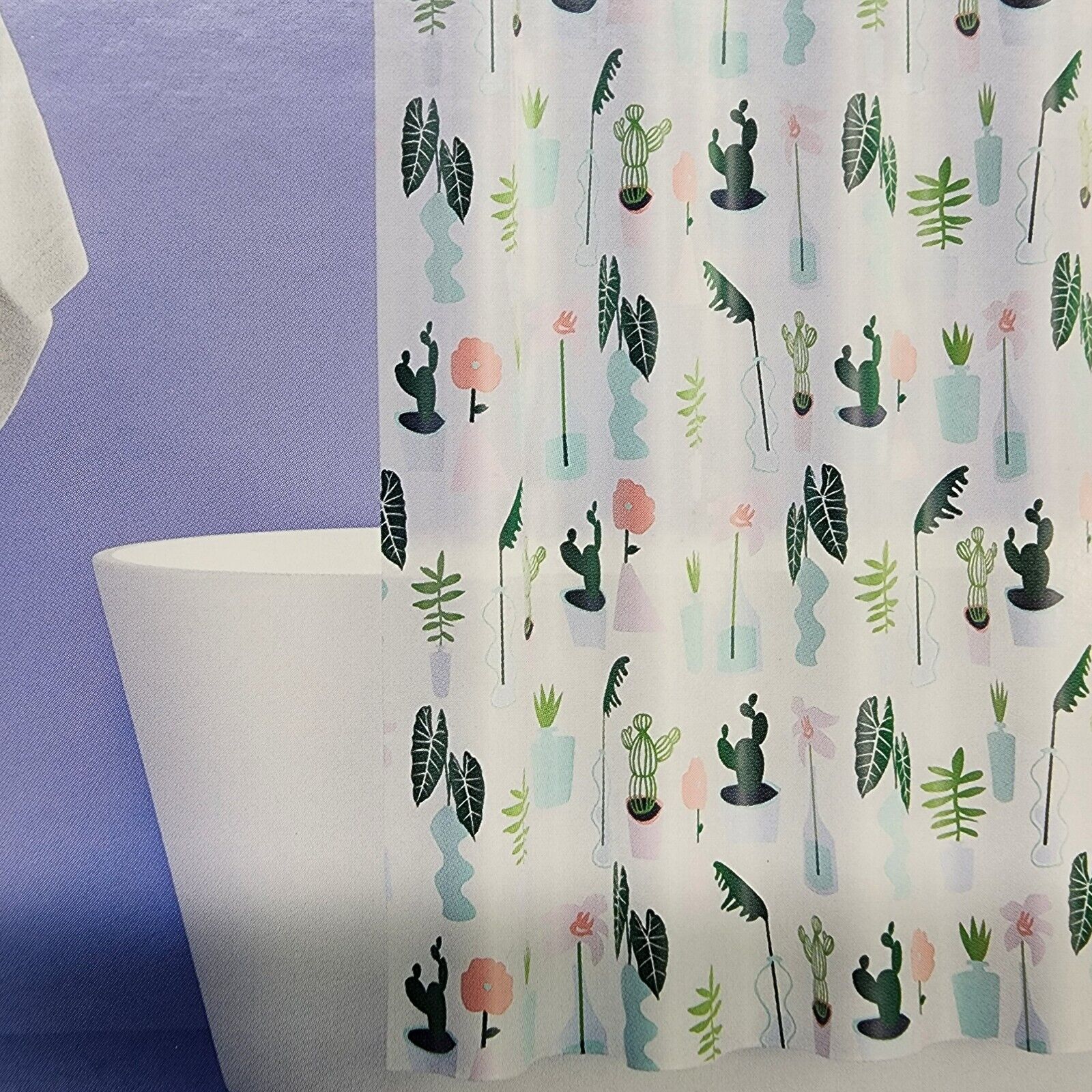 Room Essentials Southwest Cactus Plants Shower Curtain, Waterproof Bathroom Decor with Quotes