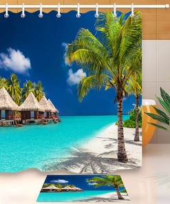 Room with a View Tropical Beach Shower Curtain
