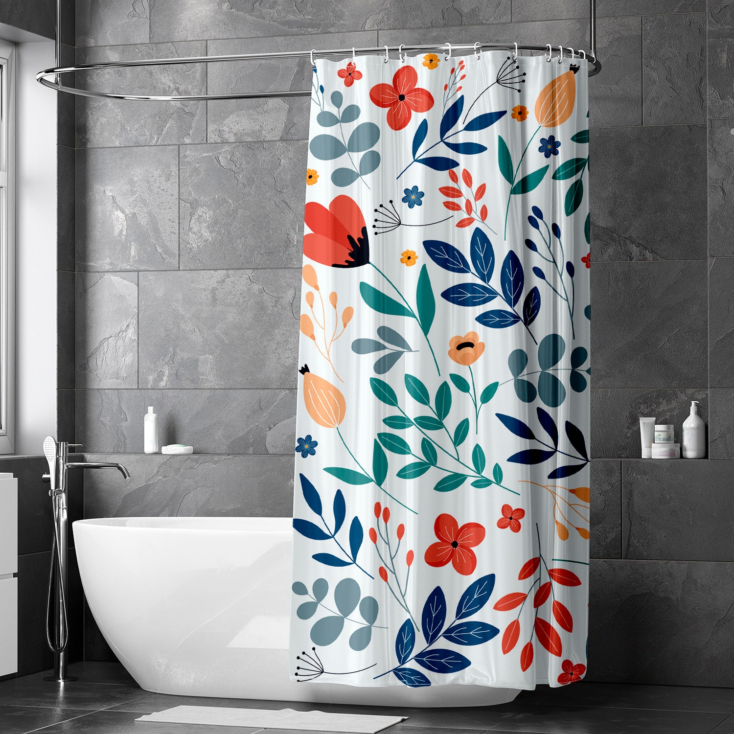 Rose Botanical Sketch Shower Curtain - Image 3