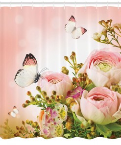 Rose Butterfly Decor Floral Shower Curtain Adds A Whimsical Touch To Any Bathroom
