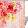 Rose Colored Flower Decor Fabric Shower Curtain for Feminine Bathroom