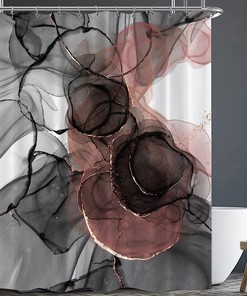 Rose Gold Black Marble Modern Shower Curtain for Stylish Bathroom Decor