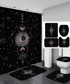 Rose Gold Glitter Zodiac Constellation Shower Curtain for Mysticism Hippie Boho Decor