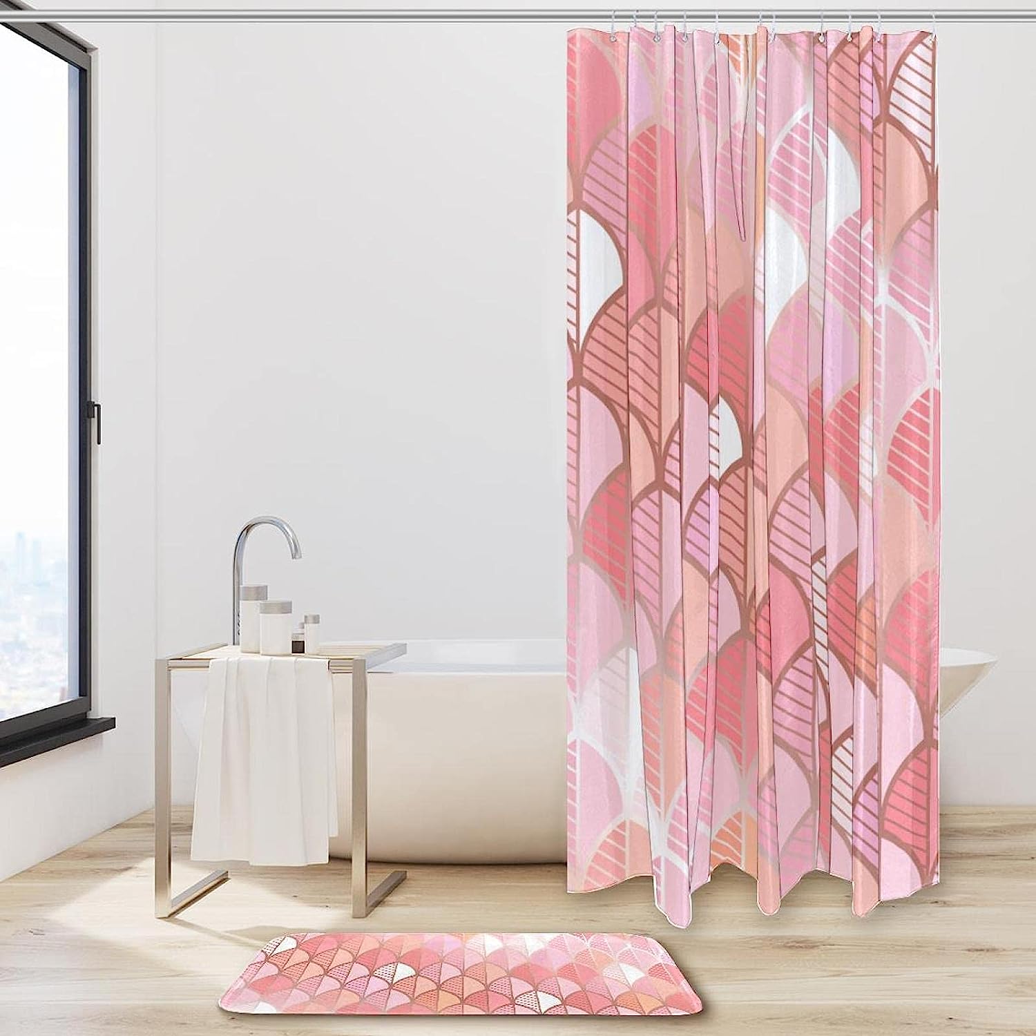Rose Gold Leaf Artistic Shower Curtain