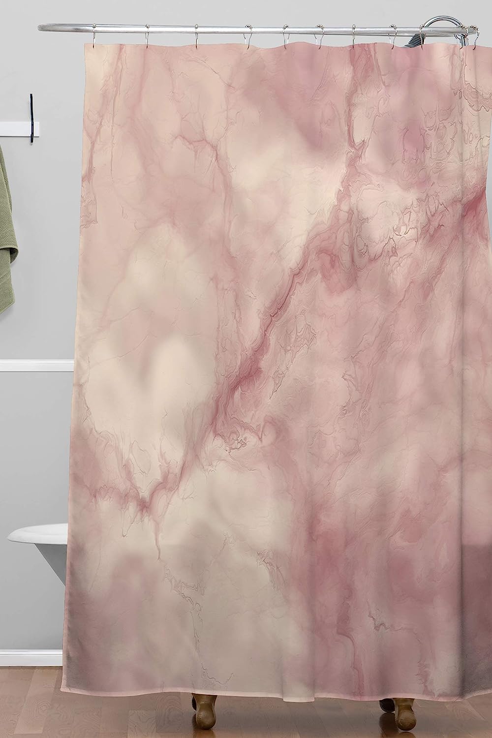 Rose Gold Marble Shower Curtain By Chelsea Victoria For Elegant Bathrooms - Image 2