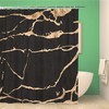 Rose Gold Marble Veins Design Shower Curtain On Black Suede Fabric