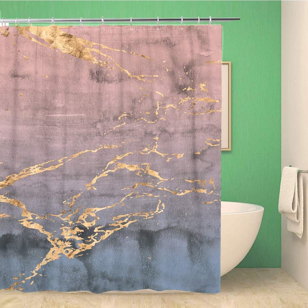 Rose Gold Marbled Veins Shower Curtain - Awowee Bathroom Fabric Curtain