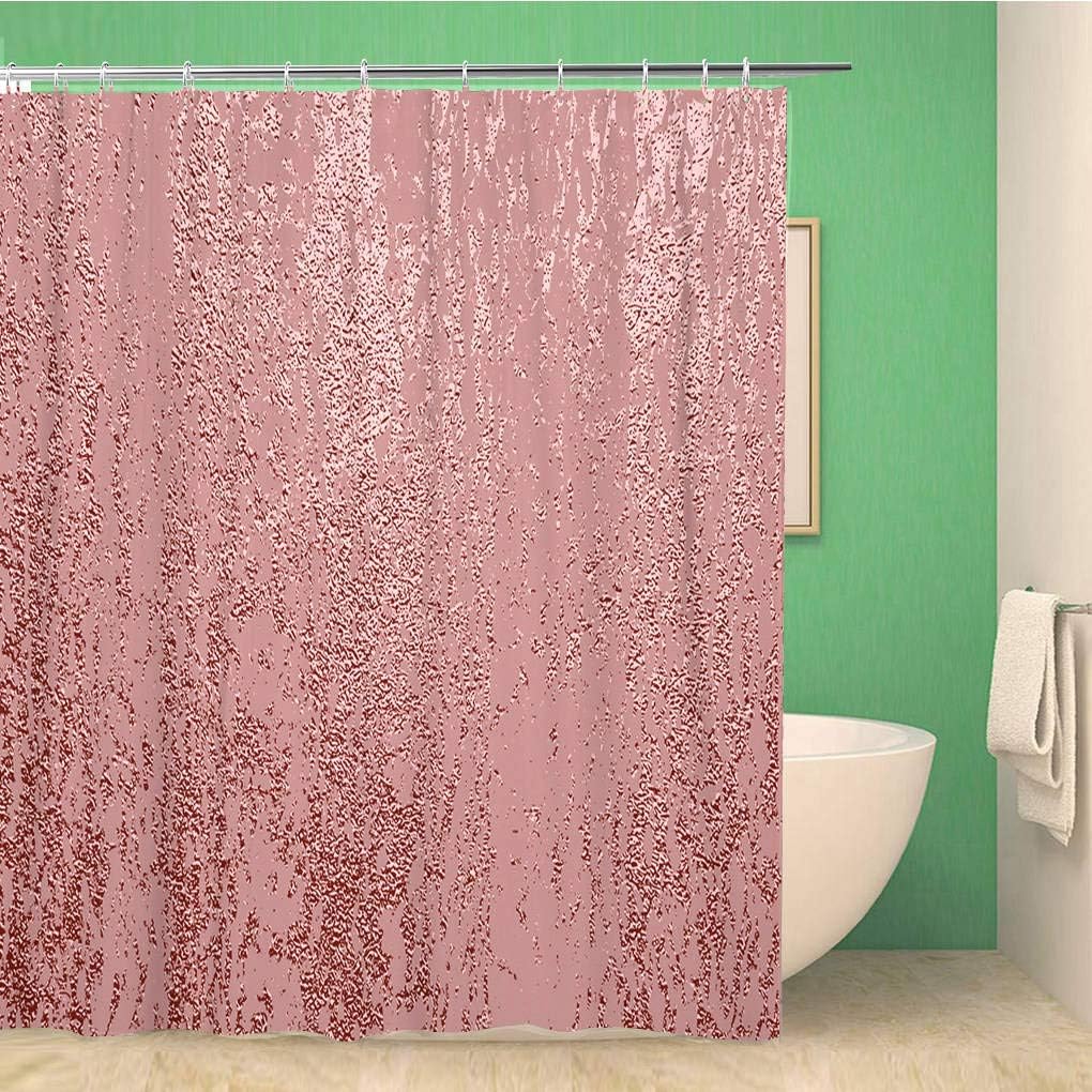 Rose Gold Metallic Abstract Shower Curtain with Shiny Sparkling Design, Glamorous Bathroom Decor
