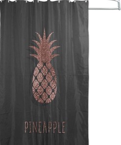 Rose Gold Pineapple Pattern Shower Curtain, Kids Bathroom Accessory