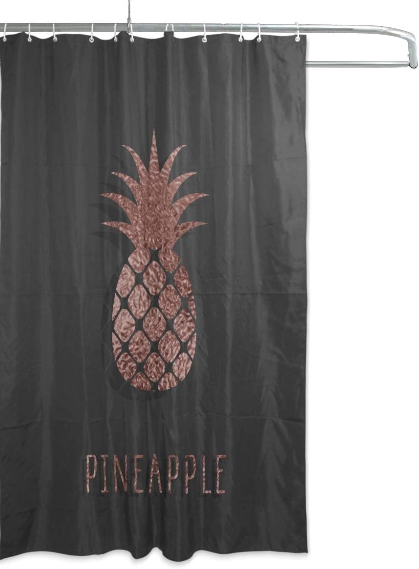 Rose Gold Pineapple Pattern Shower Curtain, Kids Bathroom Accessory
