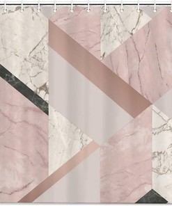 Rose Gold Pink Geometric Pattern Shower Curtain - Stylish And Decorative Fabric Curtain For Your Bathroom