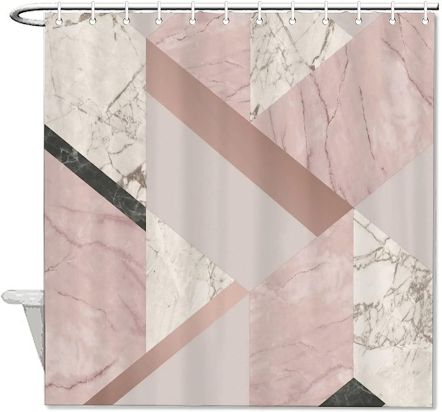 Rose Gold Pink Geometric Pattern Shower Curtain - Stylish And Decorative Fabric Curtain For Your Bathroom