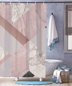 Rose Gold Pink Geometric Pattern Shower Curtain - Stylish And Decorative Fabric Curtain For Your Bathroom