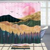 Rose Gold Sun Mountains Shower Curtain With Luxury Fabric And Unique Design