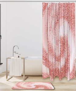 Rose Gold Swirling Shower Curtain, Set of 2, Waterproof Fabric for Bathroom Decor