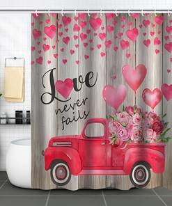 Rose Heart Shower Curtain, Floral Bathroom Accessory for Your Beautiful Bath