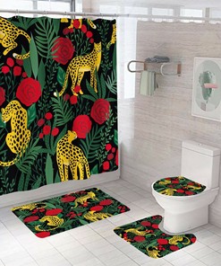 Rose Leopard Shower Curtain, Feminine Bathroom Decor