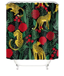 Rose Leopard Shower Curtain, Feminine Bathroom Decor