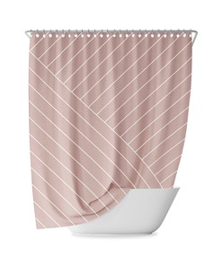 Rose Peach Terracota Striped Geometric Shower Curtain For Chic Bathroom Decor