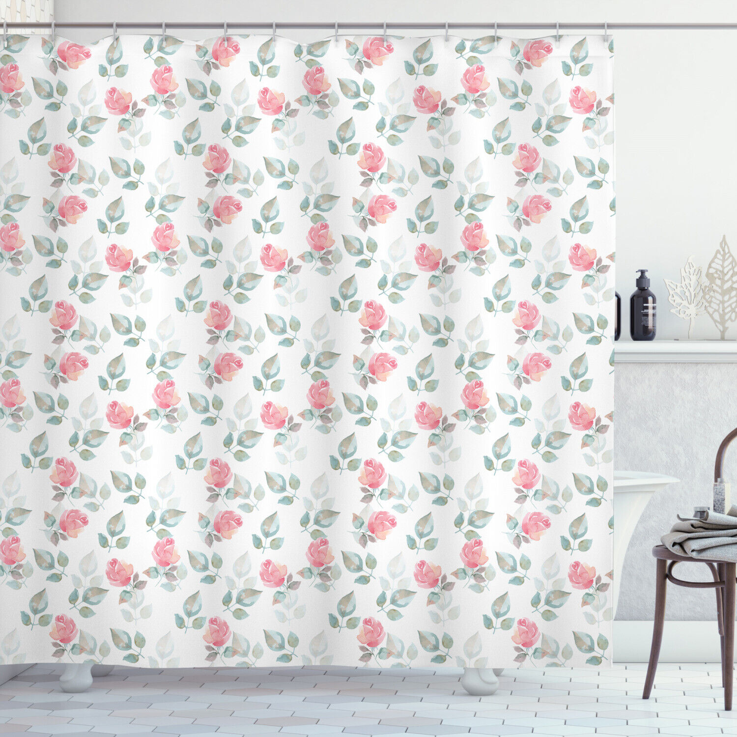 Rose Petals Blossoms Print Shower Curtain For Elegant Bathroom Design