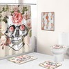 Rose Skull Fabric Shower Curtain - Vintage Flower Skull Bathroom Decor