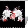 Rose Skull Flower Print Fabric Shower Curtain for Edgy Bathroom Decor