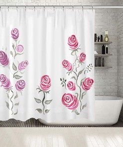 Roses Branches Summer Garden Floral Waterproof Shower Curtain For Your Bathroom