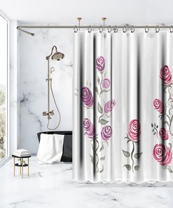 Roses Branches Summer Garden Floral Waterproof Shower Curtain For Your Bathroom