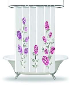 Roses Branches Summer Garden Floral Waterproof Shower Curtain For Your Bathroom