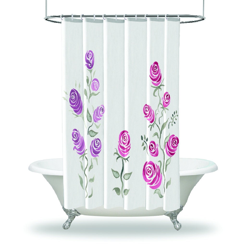 Roses Branches Summer Garden Floral Waterproof Shower Curtain For Your Bathroom