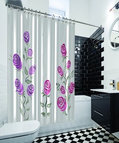 Roses Branches Summer Garden Floral Waterproof Shower Curtain For Your Bathroom