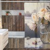 Roses in Winter Landscape Shower Curtain - Ethereal AI Oil Painting York's State Flower 