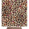 Rosy Leopard Print Pattern Fabric Shower Curtain in Orange