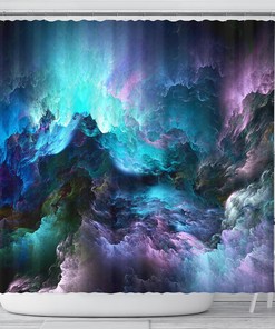 Rough Seas Watercolor Shower Curtain, Abstract Bathroom Decor