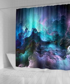 Rough Seas Watercolor Shower Curtain, Abstract Bathroom Decor