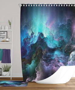 Rough Seas Watercolor Shower Curtain, Abstract Bathroom Decor