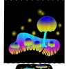 Round Head Mushroom Printed Bathroom Tub Set With Waterproof Fabric Shower Curtain