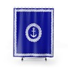 Royal Blue Anchor And Rope Lake House Shower Curtain For Beach And Lake Cabin Decor