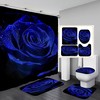 Royal Blue Romantic Rose Shower Curtain for Valentine's Day, Anniversary, Wedding Bathroom Décor