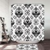 Royal Floral Shower Curtain In Classic Black And White, Elevate Your Bathroom With This Elegant Design